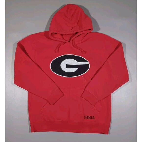 Georgia Bulldogs Hoodie Mens M Red Pullover Embroidered Logo VTG - Picture 1 of 5